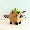 Raccoon Animal Planter, White & Black - Planters - 3