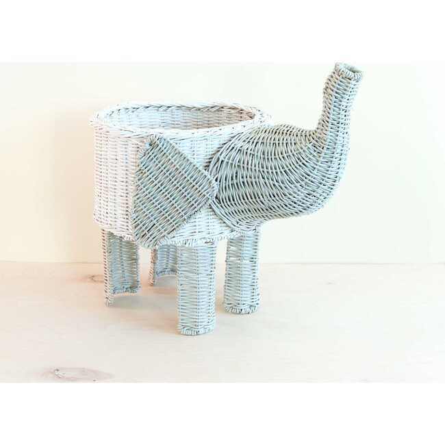 Rattan Elephant Basket, White & Grey Two-Tone - Planters - 3
