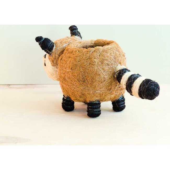 Raccoon Animal Planter, White & Black - Planters - 5