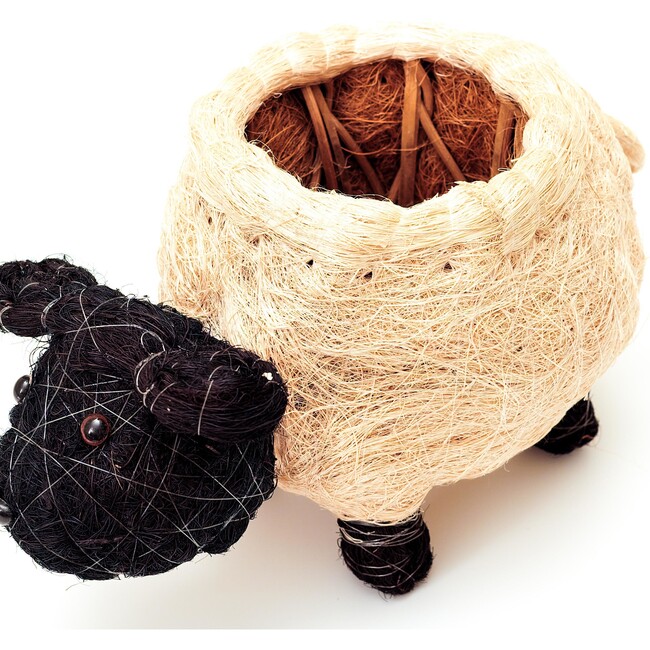 Mama Sheep Animal Planter, White & Black - Planters - 7