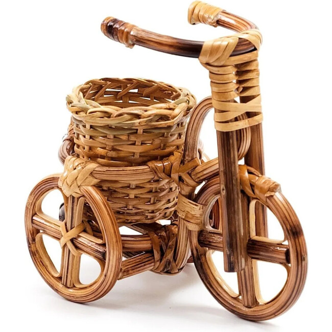 Bicycle Rattan Planter, Natural - Planters - 7