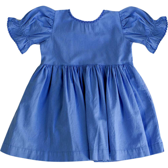 Noble Organic Franny Puff Sleeve Dress, French Blue - Dresses - 1