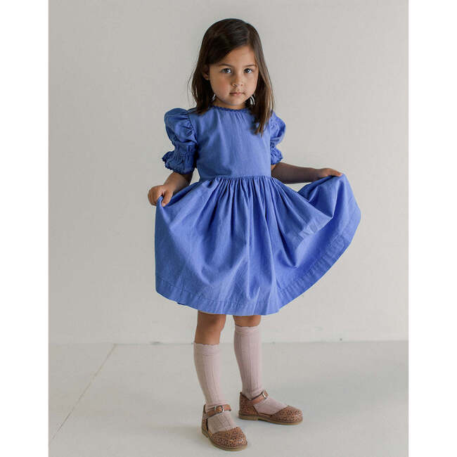 Noble Organic Franny Puff Sleeve Dress, French Blue - Dresses - 2