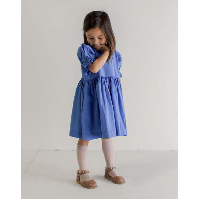 Noble Organic Franny Puff Sleeve Dress, French Blue - Dresses - 5