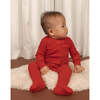 Noble Organic Waffle Footie Sleeper, Paprika - Bodysuits - 3