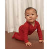 Noble Organic Waffle Footie Sleeper, Paprika - Bodysuits - 4