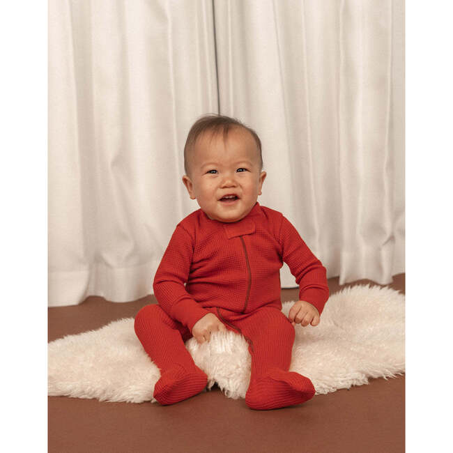 Noble Organic Waffle Footie Sleeper, Paprika - Bodysuits - 5
