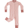 Noble Organic Waffle One-Piece Sleeper, Powder Pink And Dusty Rose - Bodysuits - 1 - thumbnail