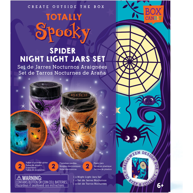 Totally Spooky Spider Night Light Jars Set