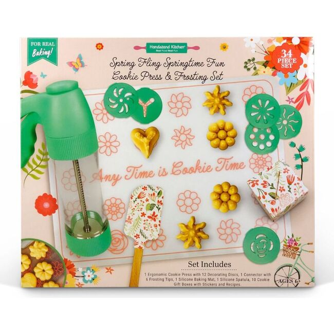 Spring Fling Springtime Fun Cookie Press And Frosting Set, Green