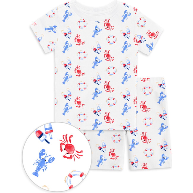 The Organic Short Sleeve Pajama Set, Crabs and Lobsters