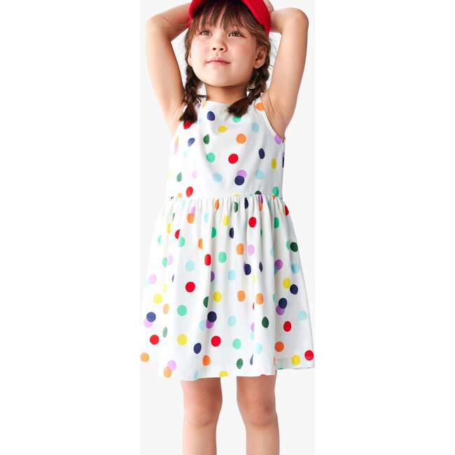Recess Dress In Rainbow Confetti Dot, Ivory Rainbow Confetti Dots - Dresses - 2