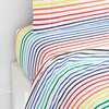 Kids Twin Fitted Sheet, White Double Rainbow Stripe - Sheets - 2 - thumbnail