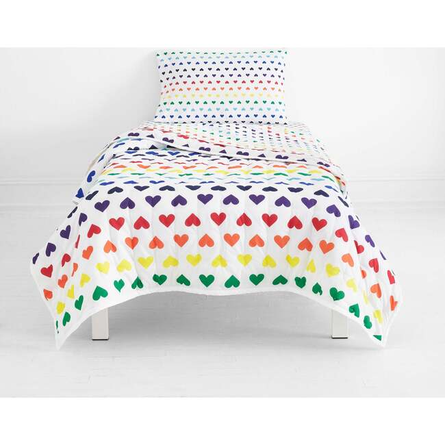 Kids Quilt, White Bold Rainbow Heart - Quilts - 2