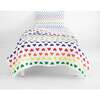 Kids Quilt, White Bold Rainbow Heart - Quilts - 2