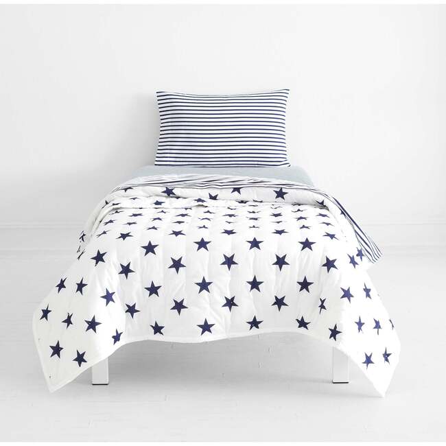 Kids Quilt, White/Navy Star - Quilts - 2