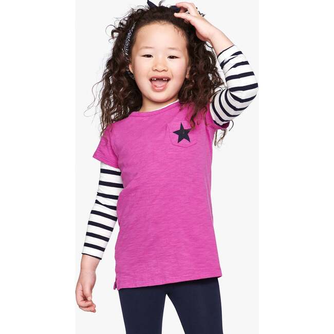 Short Sleeve Legging Tee In Star, Orchid/Navy Star - T-Shirts - 2