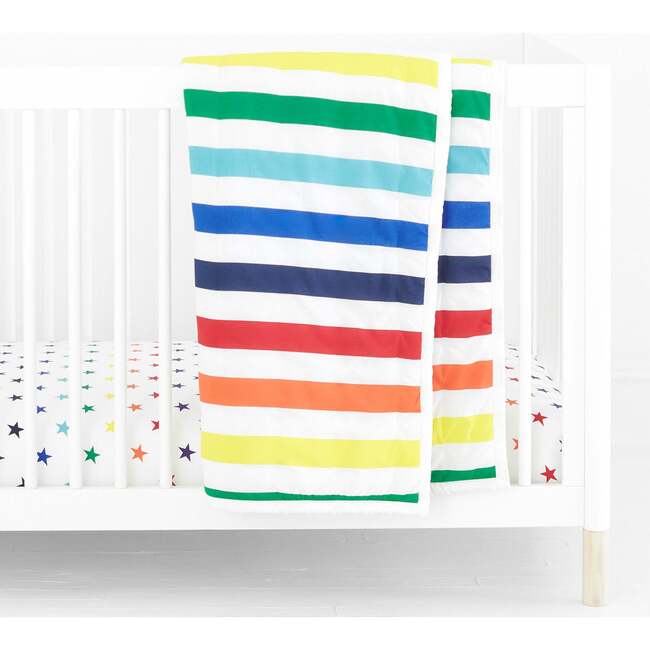Baby Quilt, White Bold Rainbow - Quilts - 2