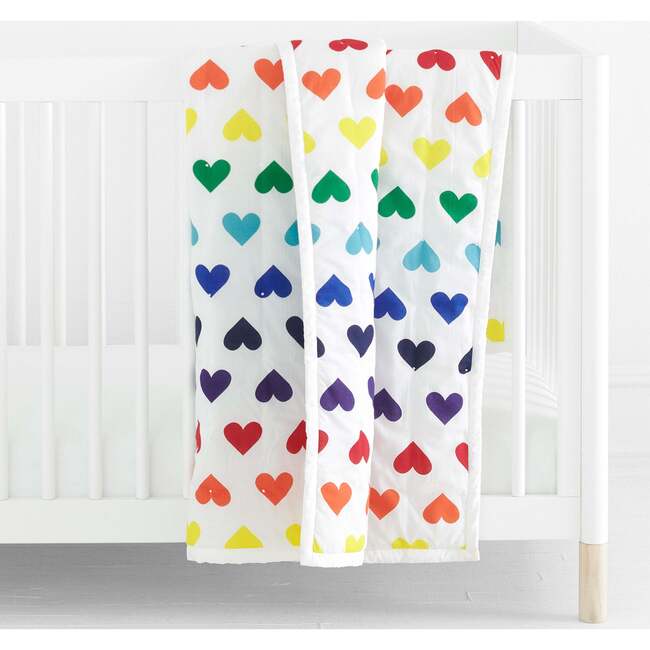 Baby Quilt, Bold Rainbow Heart - Quilts - 2