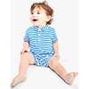 Baby Polo Shortie In Mini Stripe, Blueberry/White Stripe - Rompers - 2 - thumbnail