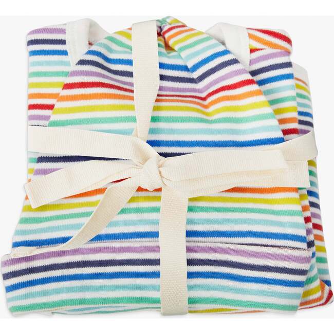 Baby Three-Piece Gift Set In Mini Rainbow Stripe, Ivory/Rainbow Mini Stripe - Mixed Apparel Set - 3