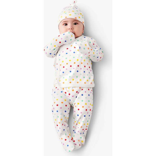 Baby Three-Piece Gift Set In Mini Rainbow Dot, Ivory/Rainbow Mini Dot - Mixed Apparel Set - 2