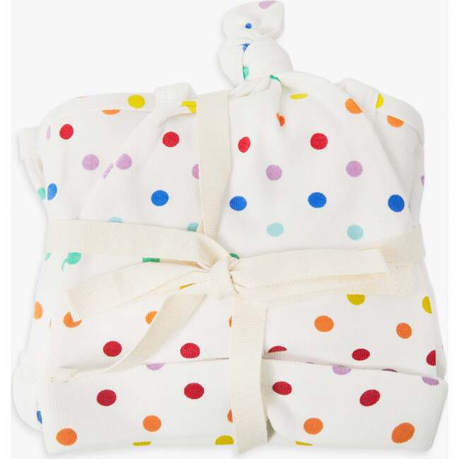 Baby Three-Piece Gift Set In Mini Rainbow Dot, Ivory/Rainbow Mini Dot - Mixed Apparel Set - 3
