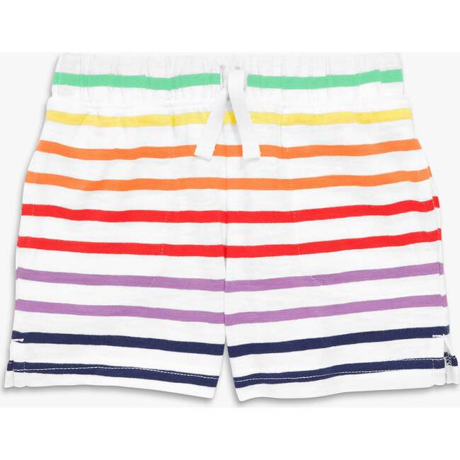 Baby Play Short In Rainbow Stripe, White/Double Rainbow Stripe