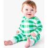 Baby Organic Zip Romper In Gingham, Green Apple Bold Mutlti Check - Pajamas - 2