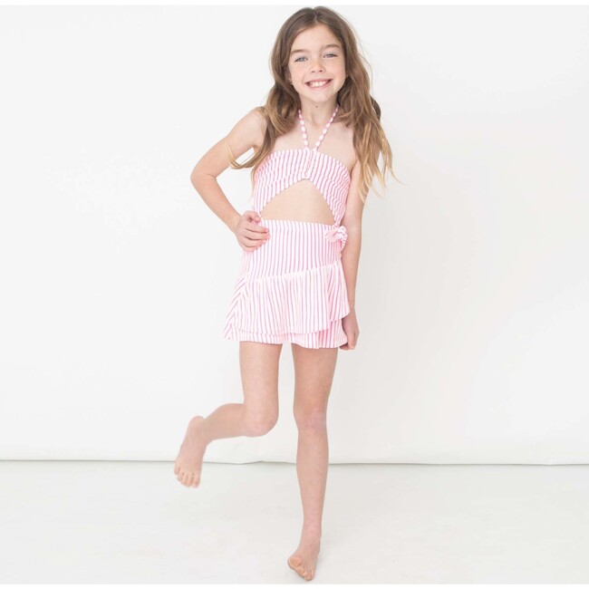 Terry Faux Wrap Ruffle Skirt, Berry Stripe - Cover-Ups - 2