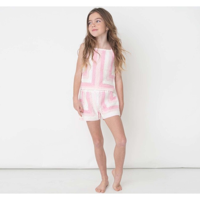 Cover-Up Crochet Shorts, Pink Tonal Stripe - Cover-Ups - 2