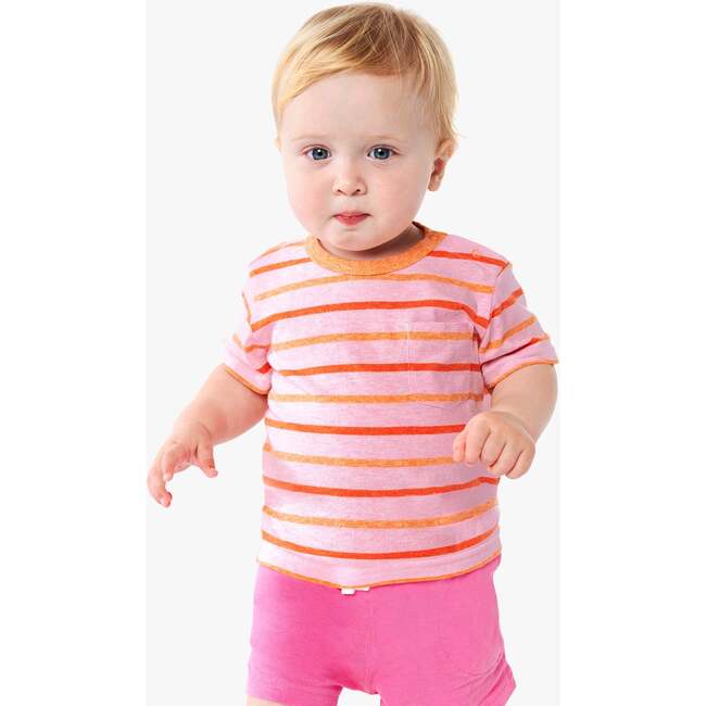 Baby Heathered Pocket Tee In Stripe, Blossom Multi Stripe - T-Shirts - 2