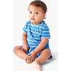Baby Heathered Pocket Tee In Stripe, Blueberry Multi Stripe - T-Shirts - 2