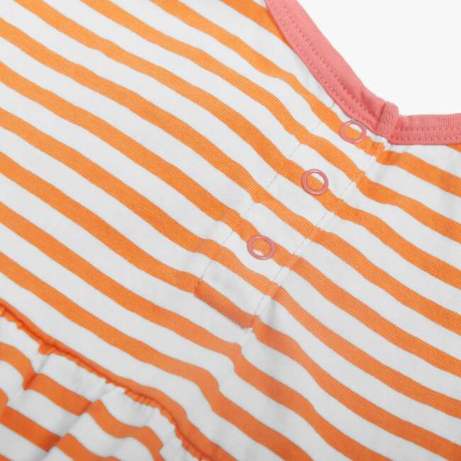 Baby Bubble Shortie In Stripe, Cantaloupe/White Stripe - Rompers - 2