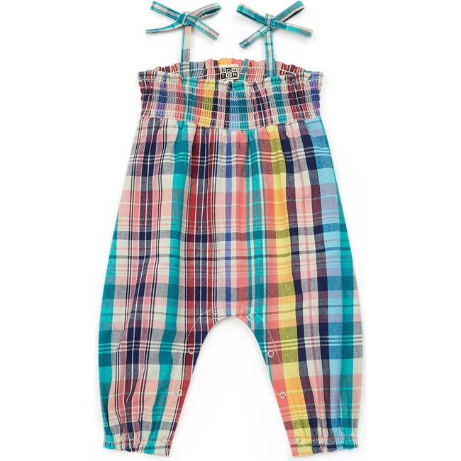 Madras Baby Jumpsuit, Blue - Jumpsuits - 1