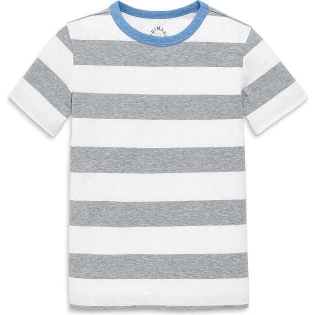 Heathered Stripe Tee, Heather Gray/White Stripe - T-Shirts - 1