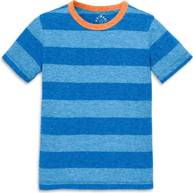 Heathered Stripe Tee, Blueberry/Cornflower Stripe - T-Shirts - 1