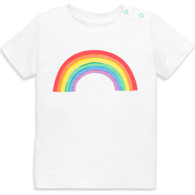 Baby Painted Rainbow Tee, White/Artful Rainbow - T-Shirts - 1