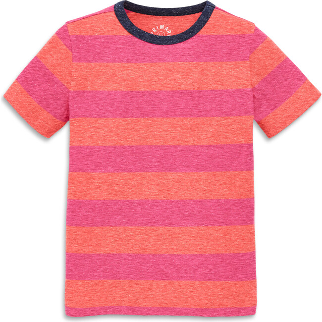 Heathered Stripe Tee, Gumball/Watermelon Stripe - T-Shirts - 1