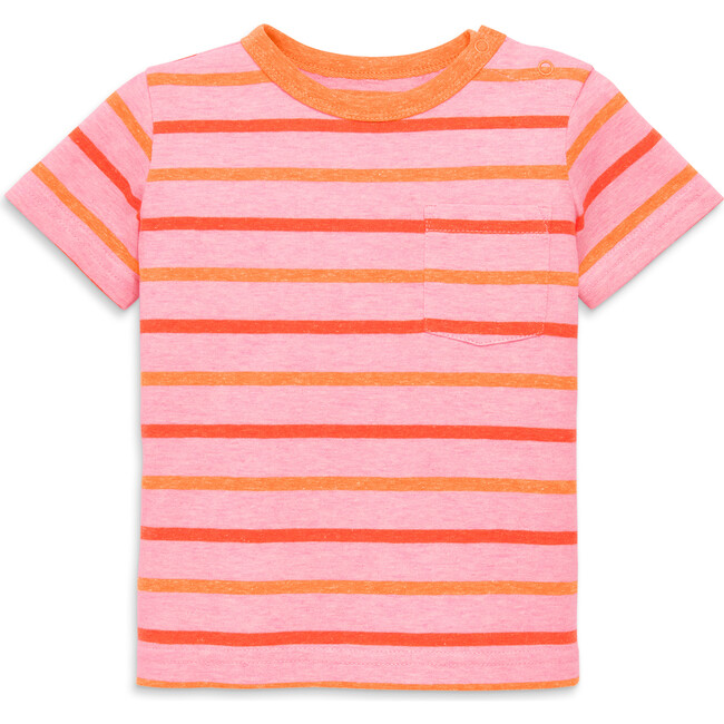 Baby Heathered Pocket Tee In Stripe, Blossom Multi Stripe - T-Shirts - 1