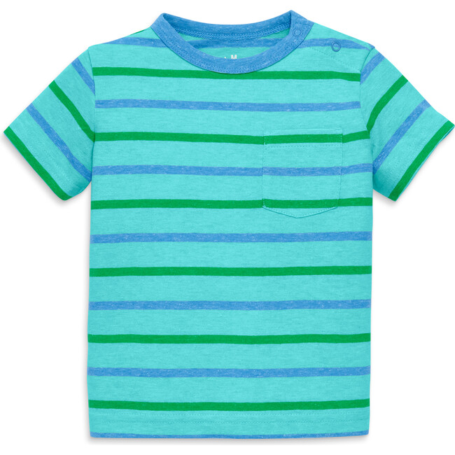 Baby Heathered Pocket Tee In Stripe, Mist Multi Stripe