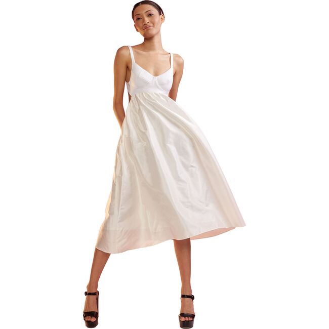 Women's Bonded Cutout Midi Dress, White