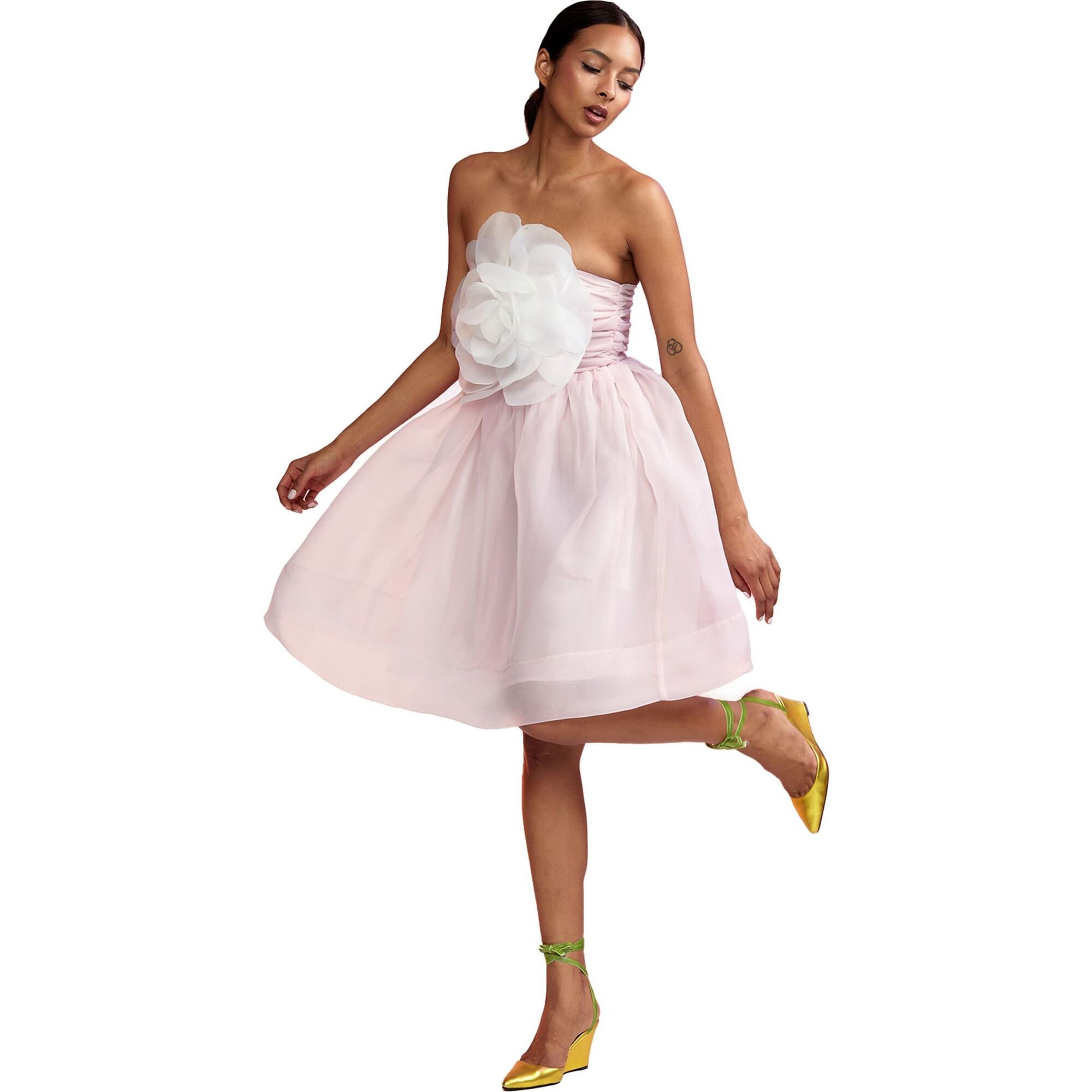Women's Organza Flower Strapless Dress, Light Pink - Cynthia Rowley Dresses  | Maisonette