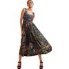 Women's Floral Isla Silk Twill Dress, Night Garden - Dresses - 3