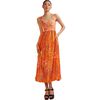 Women's Floral Isla Silk Twill Dress, Orange Garden - Dresses - 1 - thumbnail