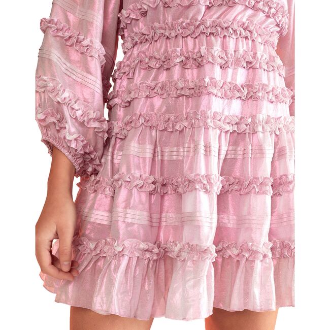 Women's Ella Foil Metallic Mini Dress, Metallic Blush - Dresses - 2