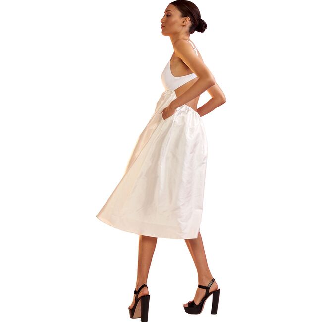 Women's Bonded Cutout Midi Dress, White - Dresses - 2