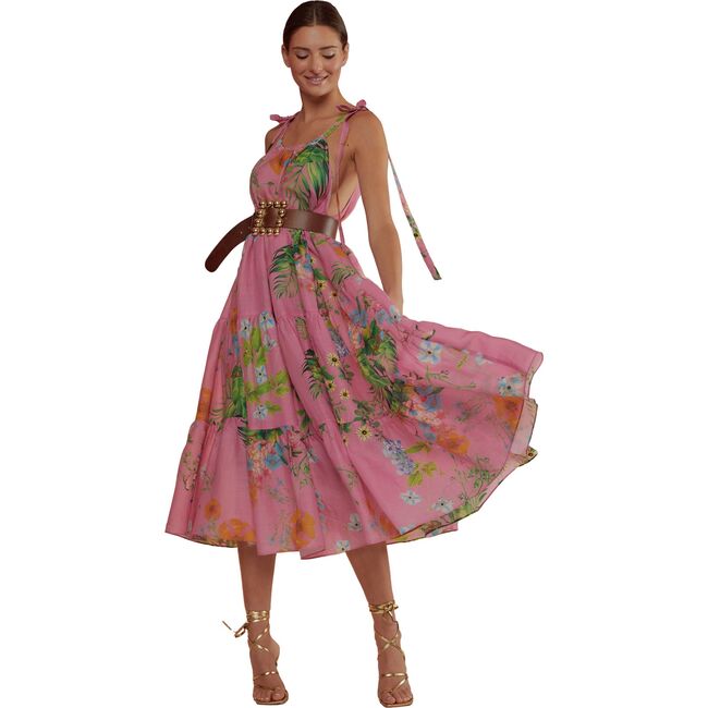 Women's Layla Linen Gathered Halter Neck Dress, Pink - Dresses - 2