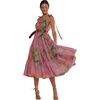 Women's Layla Linen Gathered Halter Neck Dress, Pink - Dresses - 2
