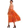 Women's Floral Isla Silk Twill Dress, Orange Garden - Dresses - 3